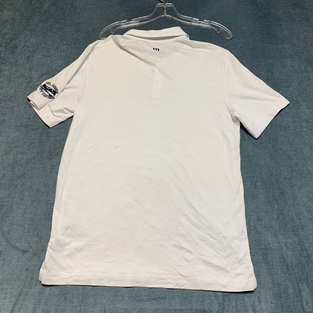 Travis Mathew Polo Shirt Mens Medium White The Course at Wente Vineyards Golf